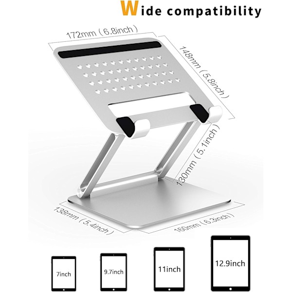 Tablet Stand, Multi-Angle Justerbar Tablet Holder til Skrivebord,