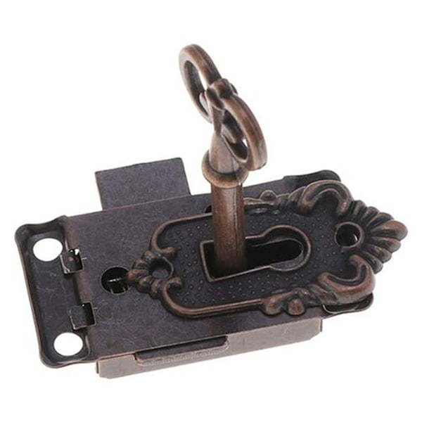 Infälld möbellås för hemmakontor, järnskåpsdörrlås med fjäder, dörrlås i vintagestil, robust och hållbar antik reproduktion för