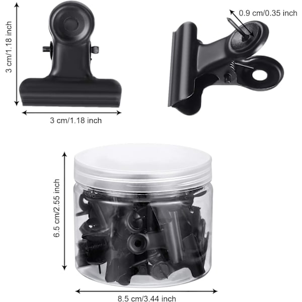30 stk. trykknapper med clips - kraftige clips med nåle - kreative store