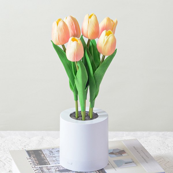 Oppladbar LED Tulip Nattlys Simulering Blomsterbunt Imitasjonslampe Soverom Sengen