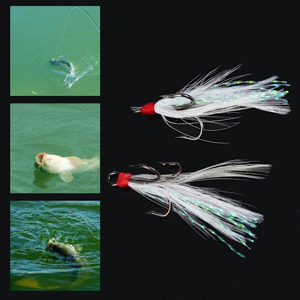 20 stk Fiske Lures Fjær Treble Hook Fiske Crankbaits Fiskeutstyr Tre Klo Kroker