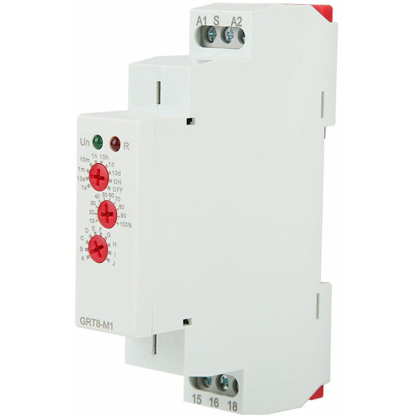 GRT8-M1 Tidsrelä med 10 funktioner 35MM DIN-skena montering AC/DC 12V~240V 50-60Hz