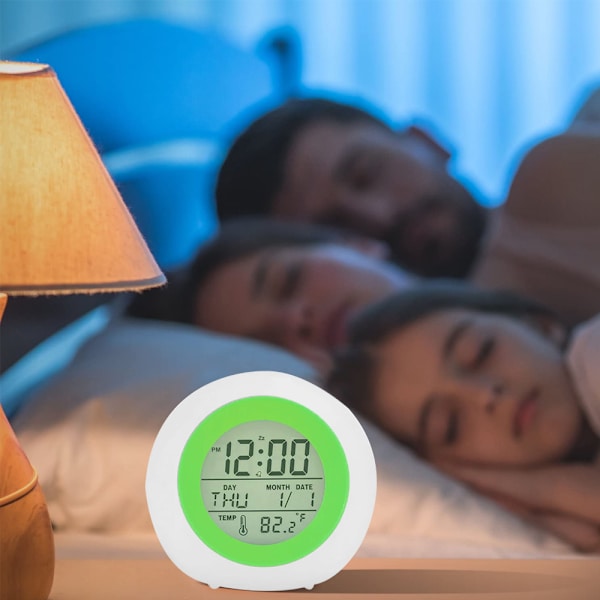 Barnens digitala väckarklocka, 7 färgers nattlampa, snooze,