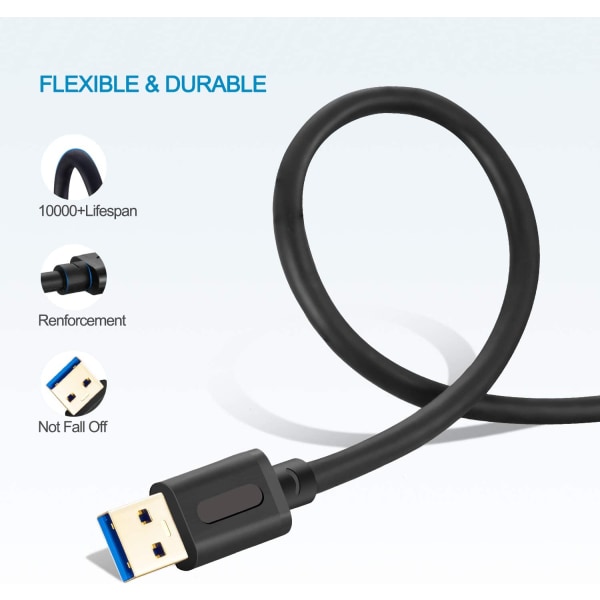 USB 3.0 A till A hane kabel 3Ft, USB till USB kabel USB hane till hane