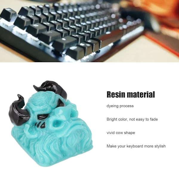 Anpassade Tangentbordstoppar Handgjorda Ko-mönster OEM R4 Gaming Resin Mekaniska Tangentbordstoppar för Cherry MX-brytare Blå