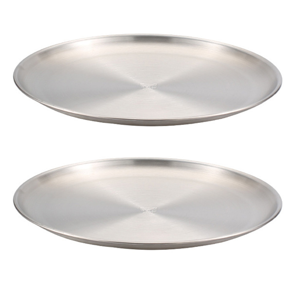 Rostfria tallrikar 2 set Runda middagstallrikar Metalltallrikar