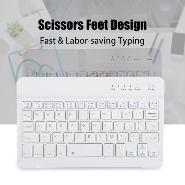 7in Saks Design Ultra Slim Bluetooth Tastatur Glat Skrivning til Android/iOS/Windows