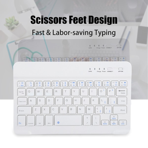 7in Saks Design Ultra Slim Bluetooth Tastatur Glatt Skriving for Android/iOS/Windows