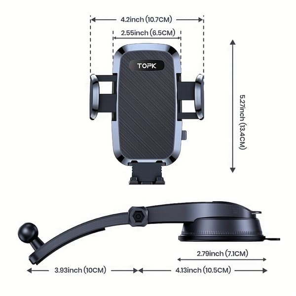Biltelefonholder til instrumentbræt - Opgraderet version, håndfri, kompatibel med iPhone og Android 【Noir】