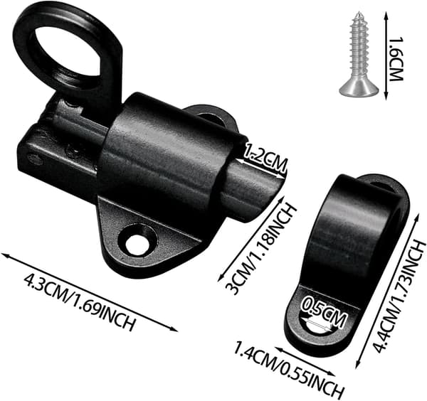 4-pack Self-Closing Latch Spring Door Latch, Resilient Bolt Lock Security Automatic Gate Latch, Spring Cylinder Sliding Door Lock with Screws