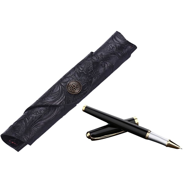 Vintage Håndlavet Læder Enkelt Pen Etui Holder Ko Hud