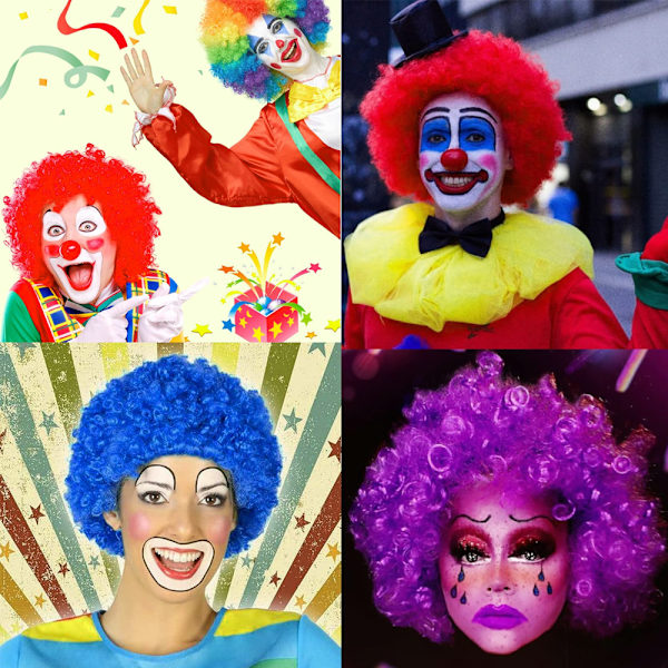 Färgglad clownperuk - Flerfärgad clownperuk för fest