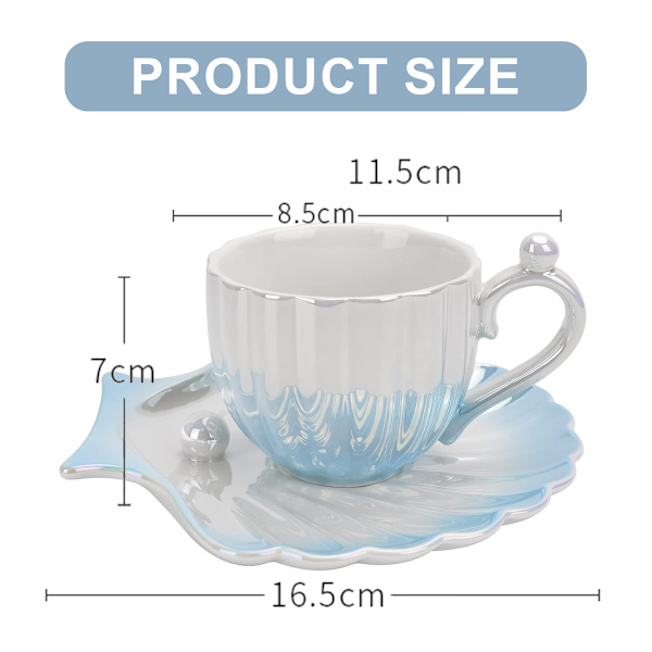 300 ml perle- og skalformede kaffekopper, skålformede tallerkener, kreative kaffekopper og underkopper, keramiske kopper.