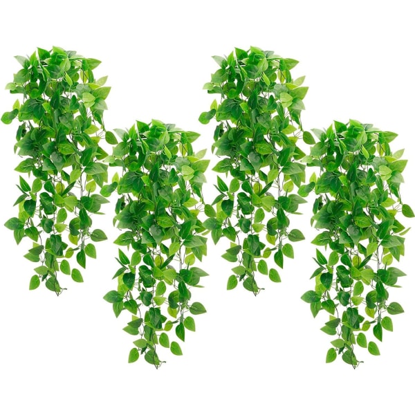 4 Pakke kunstige hengende planter Fake Ivy Vine for Wall Home