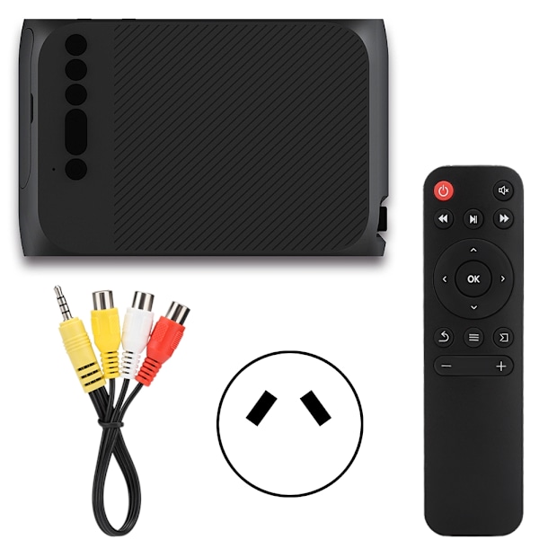 YG320 Mini LCD USB-projektor för hemmet HD 1080P Svart med fjärrkontroll 100-240V (AU)
