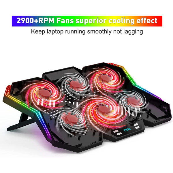 12-läges RGB Laptop-kylplatta LED-skärm Gaming Laptop Cooler