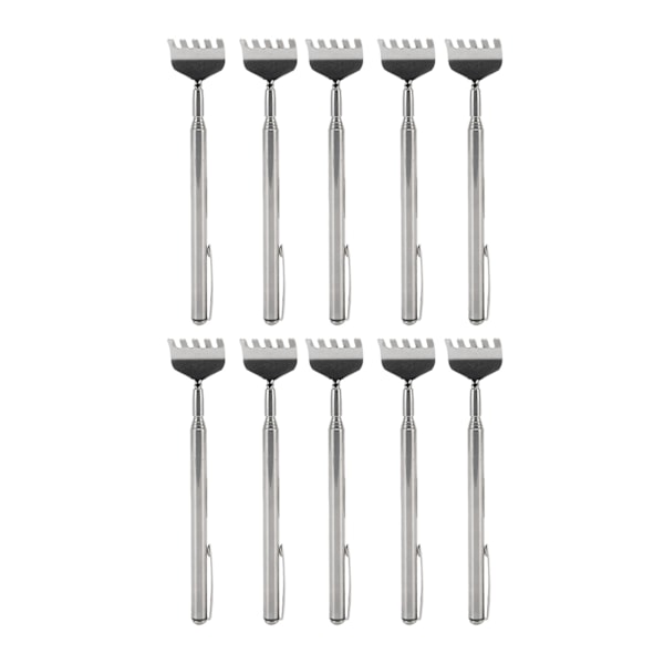 10pcs Back Scratcher Extendable Mini Portable Foldable Back Scratcher Telescoping with Pocket Clip for Relieve Itching,Sliver