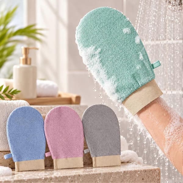 Dubbelsidig badvante i växtfiber, tunn och snabbtorkande med elastisk handled light green 1pcs