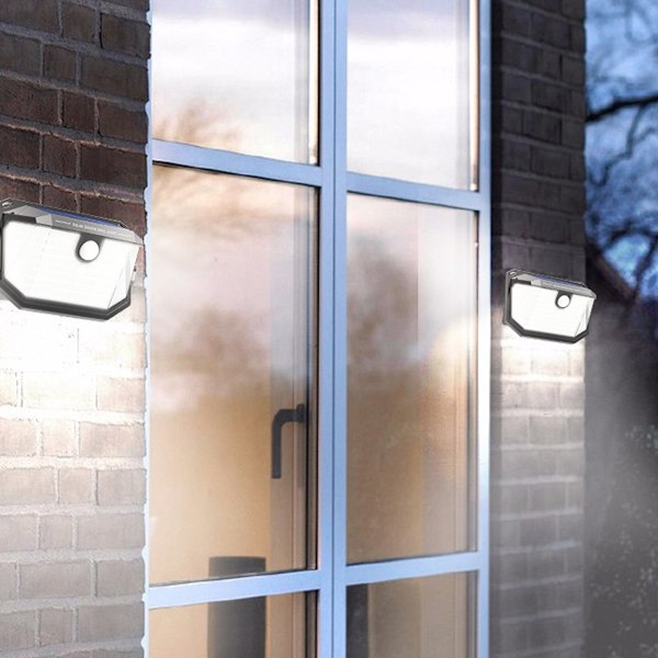 Utomhus solcellslampa, 178 LED utomhus solcellslampa, IP65 vattentät solcellslampa med rörelsesensor, 270° vidvinkelbelysning kraftfull utomhus solcellslampa