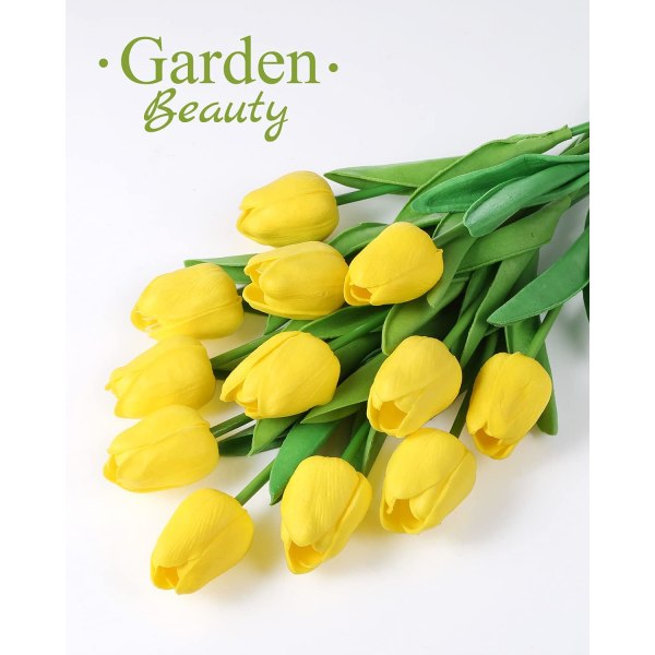 12 Pack Faux Tulips konstgjorda blomsterarrangemang Bukett för Yellow