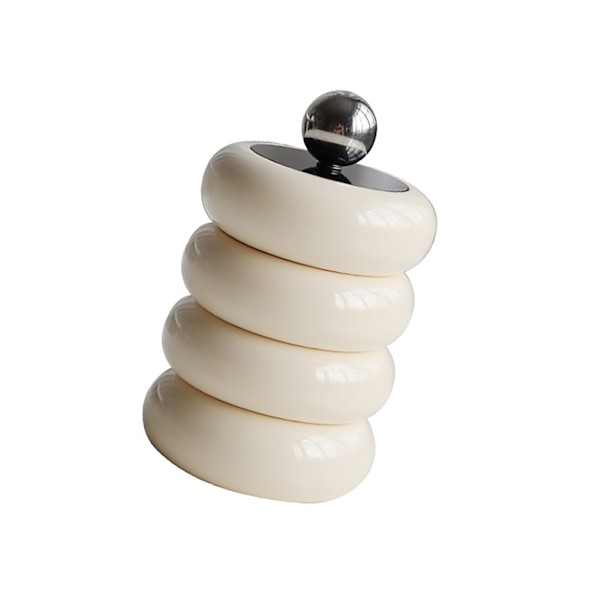Nordisk stil Qtip-holder dispenser skrivebord støvtæt vatpind opbevaringsbeholder donut form makeup opbevaringsboks med låg mælkehvid 4 lag