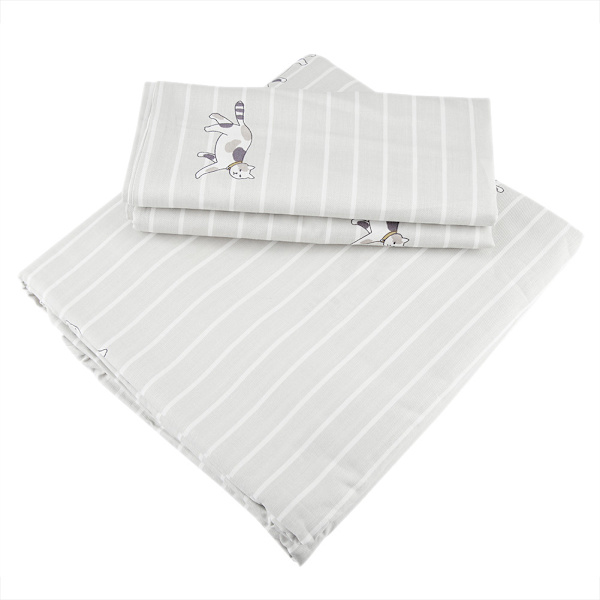 100% Naturlig Bomulls Tryckt 3-Delat Täcke Set med Dragkedja 13070# Mocha US-Queen