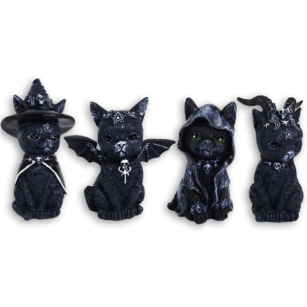 4 kpl Söpö Black Cat Gnome, Cat Halloween Decorations nurmikko