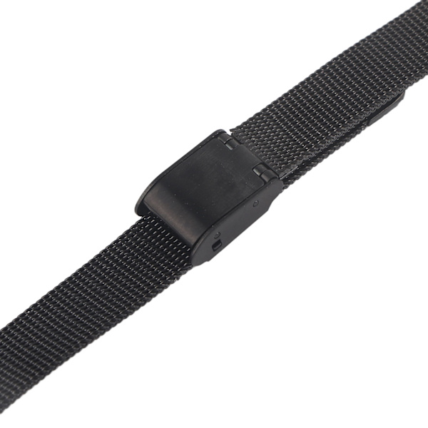 Mesh vävd rostfritt stål klockarmband män kvinnor justerbar ersättning klockarmband tillbehör svart 0,39 tum