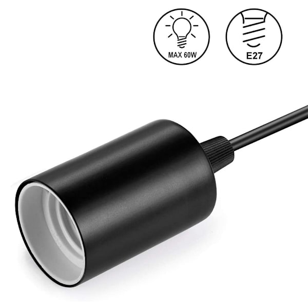 Metall pendellampa, E27 lamphållare med kabel, sladd pendel