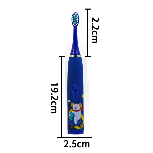 Elektrisk tannbørste for barn med 6 børstehoder, vannavstøtende,