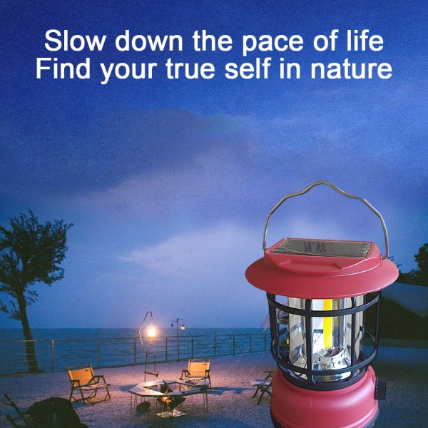 Solcellsladdad LED-campinglampa, ljusa bärbara överlevnadslyktor,Mul