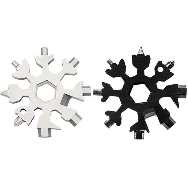 Presenter för män - 18-i-1 Snowflakes Multi-Tool, Prylar för män, Silber & Schwarz