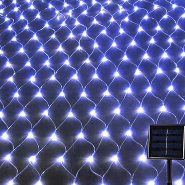 192 LED-solljus, 9,8 fot x 6,5 fot nätljus, Fairy Net Light blue