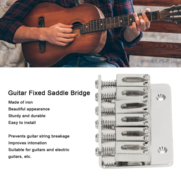 6-strängad Gitarr Fast Sadelbro Hardtail Top Loader Järn Elektrisk Gitarr Sadelbro Ersättning Silver