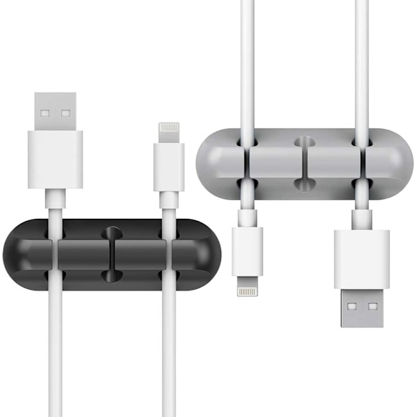 2 Pack kaapelipidikkeet - Johdon organizer, Kaapelin hallinta, 6 mm:n johdon pidikejärjestelmä - Liimattavat kumijohtokoukut sopivat kotiin, toimistoon, koppiin, autoon, työpöytään