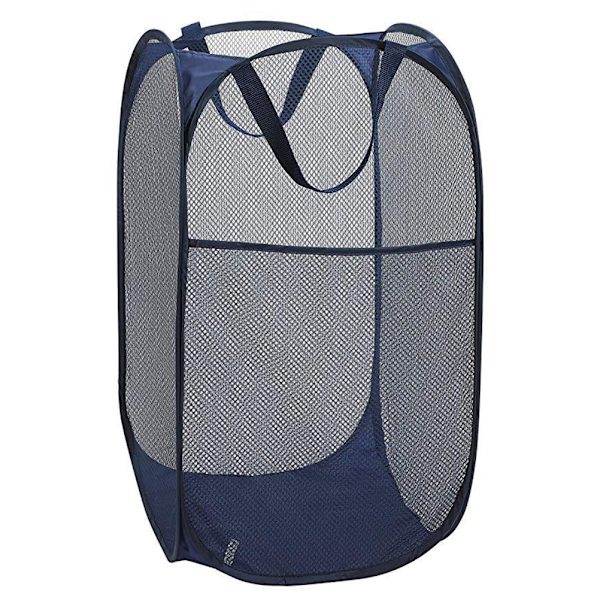 Stor kapasitet klesvask kurv polyester mesh sammenleggbar opp vaskeri kurv pose