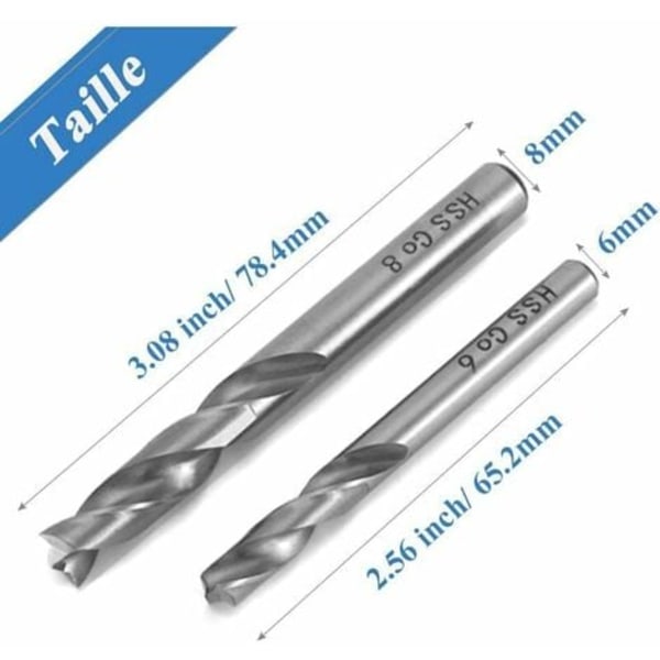 Set med 2-punktsvetsborr - 2 st punktsvetsborr 6 mm, 8 mm