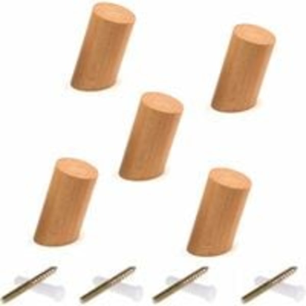 5 stk naturlige trekroker i tre, kleskrok, kleshengere, nøkkelholder, kjole- og skjerfhenger, baderom, soverom, kjøkken, skap, kunstnerisk, minimalistisk dekorasjon