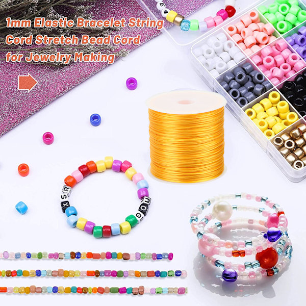 0,8 mm flat elastisk armbåndssnor til smykkefremstilling, perling,