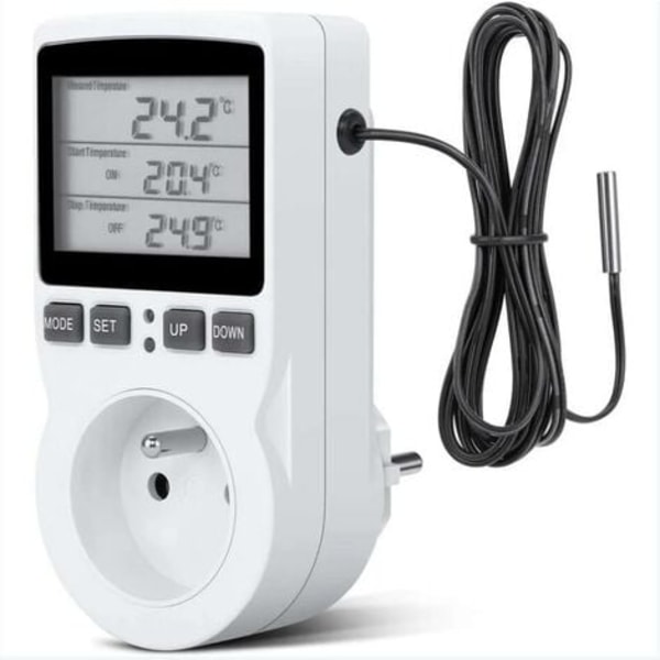 Termostatuttag, digital timeruttag, digital programmerbar uttag med sond, digital programmerbar timer, termostatuttag