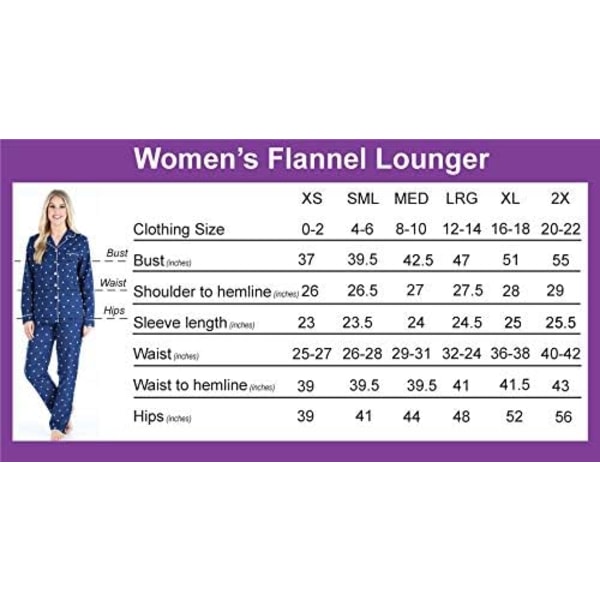Dam bomull flanell långärmad knapp-ner pyjamas PJ set