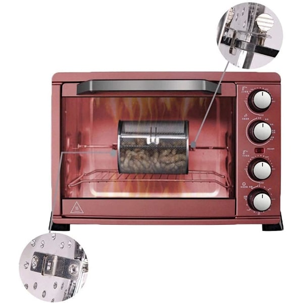 Ovnsbur, Rustfritt stål 360° roterende stekekurv, Grillkurver for grill, Kjøkkenverktøy, Matlaging DIY nøtter Te Kaffe Bønner Peanøtter BBQ