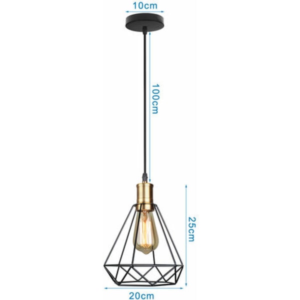 Retro Industriell LED Diamant Bur Pendant Lampa, E27 Järn