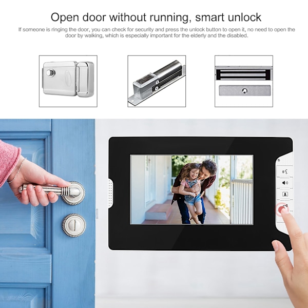 7 tum HD LCD Video Intercom Dörrklocka System Dörrtelefon Hemmonitor Utomhuskamera (EU-kontakt)
