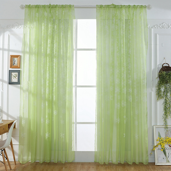 Frugt Grøn  Snefnug Mønster Transparent Trykt Vindue Gardin Voile Sheer Paneler til Soveværelse Stue