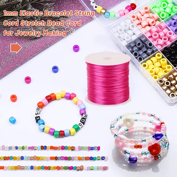 0,8 mm flat elastisk armbåndssnor til smykkefremstilling, perling,