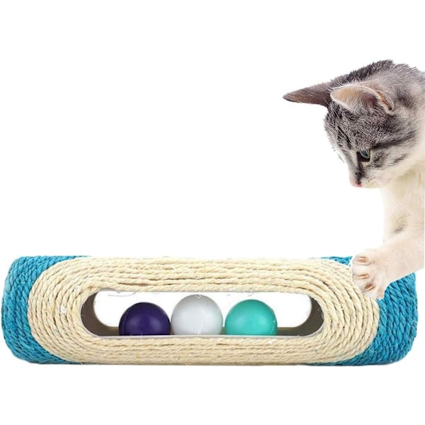 Cat Kitten Toys, Rolling Sisal Scratch Board Roller with 3 Ball Exercise Training Tool ,Made of sisal material,11.6"2.9"