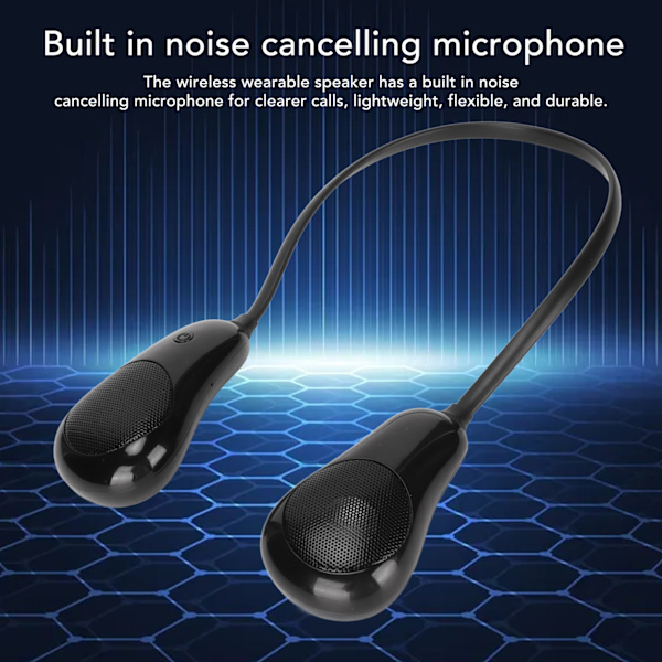 Kaulanauha Bluetooth-kaiutin Stereo Hands Free Noise Reduction Kannettava Puettava Kaiutin Kotiin Ulkoiluun Urheiluun Matkustamiseen Musta