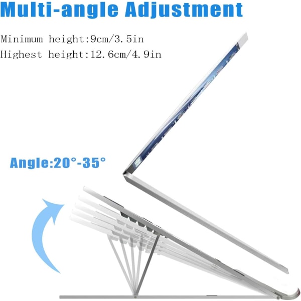 Metall Laptop Stativ for Skrivebord, Foldbar Bærbar Liten Datamaskin