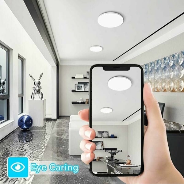 Moderne LED-taklampe, 18W stuetaklampe 6000K kjølig hvitt 1700K rund baderomstaklampe Barn/voksen soverom taklampe